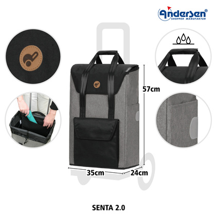 Wózek na zakupy ANDERSEN Royal 166 Senta 166-028-22 Szary