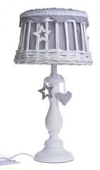 Lampa biała wiklinowy abażur z gwiazdkami duża