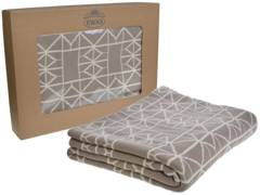 Koc w geometryczne wzory beżowy dwustronny 100% bawełna 125x150cm