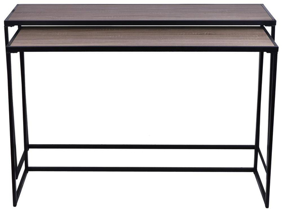 Kpl. dwóch stolików dębowych z metalowymi nogami 133x43x85 123x43x80cm