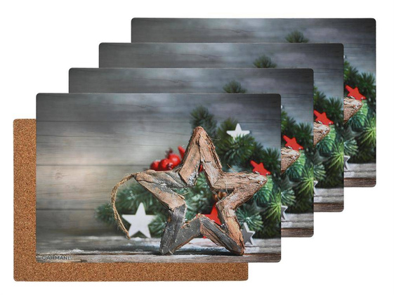 Kpl. 4 podkładek korkowych pod talerze - Boże Narodzenie (CARMANI)