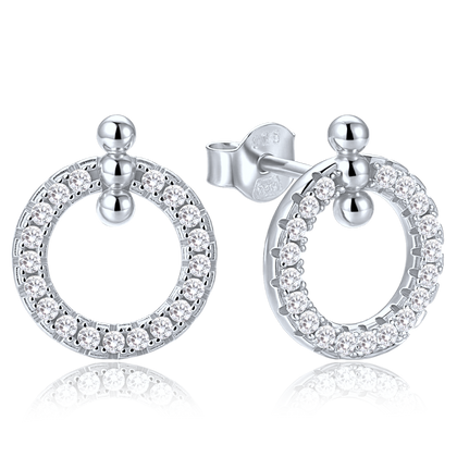 MINET Eleganckie srebrne kolczyki kółka z cyrkonią