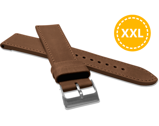 LAVVU XXL Szyty brązowy pasek SPORT z luksusowej skóry Top Grain - 24 XXL