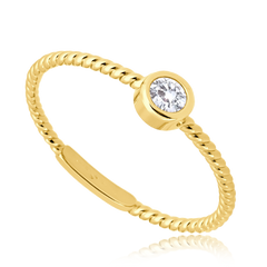 MINET Złoty pierścionek zaręczynowy z białą cyrkonią Au 585/1000 rozm. 20 - 1,00g