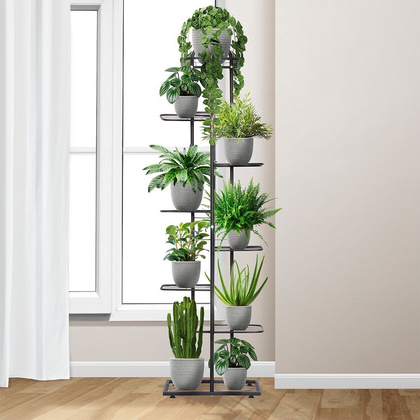 Kwietnik 8-poziomowy na doniczki metalowy czarny 153 cm