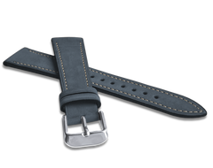 LAVVU Granatowy szyty skórzany pasek z miękkiego nubuku - 18