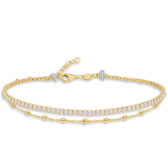 MINET Elegancka złota bransoletka kulka z białą cyrkonią Au 585/1000 3,90g