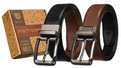 Szeroki, dwustronny pasek męski z obrotową klamrą