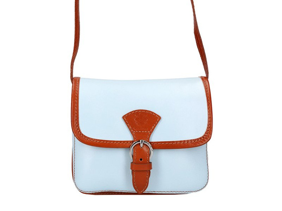 Torebka damska skórzana KEMER 112 pomarańczowy + granat