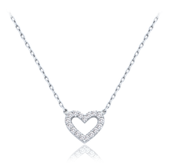 MINET Złoty naszyjnik z białego złota serce z białymi cyrkoniami Au 585/1000 1,65g
