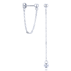 MINET Srebrne kolczyki z łańcuszkiem