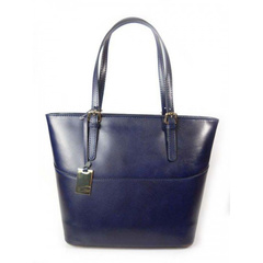 TOREBKA VERA PELLE NA RAMIĘ  SKÓRA A4  GRANATOWA  T88BS