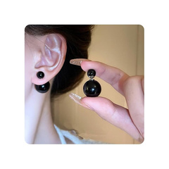 KOLCZYKI KULE TRIBALL PODWÓJNE SZTYFT BŁYSK CZARNE K69CZ