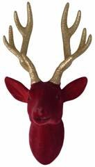 Głowa renifera burgundowa welurowa duża