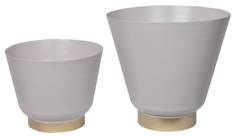 Kpl. 2 metalowych beżowych kwietników ze złotą wstawką