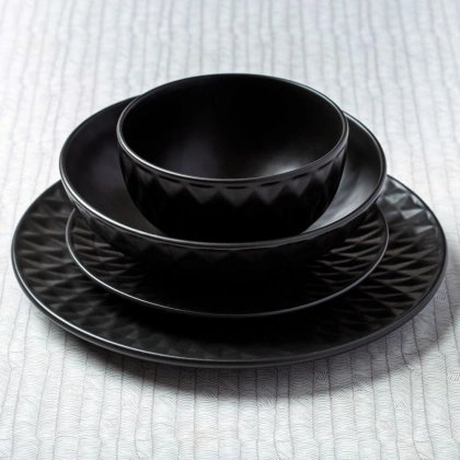 Talerz ceramiczny czarny obiadowy płytki na obiad SOHO CLASSIC 27 cm