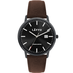 LAVVU Czarny zegarek męski z szafirowym szkłem Copenhagen Titanium Black