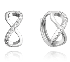 MINET Srebrne kolczyki NIESKOŃCZONOŚĆ z białymi cyrkoniami