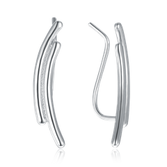 MINET Nowoczesny srebrny kolczyk podwójna linia