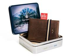 Nubukowy portfel męski z ochroną kart rfid