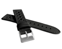 LAVVU Perforowany czarny szyty pasek VINTAGE z luksusowej skóry Top Grain - 22