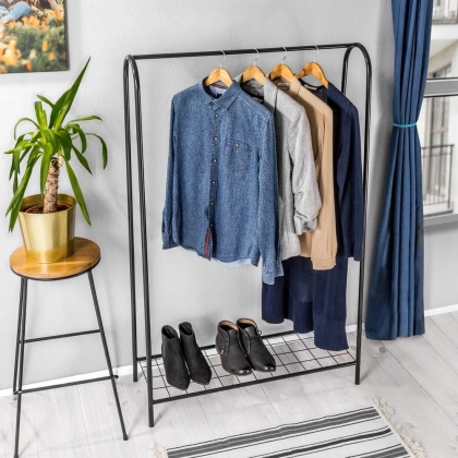 Wieszak na ubrania metalowy czarny stojak podłogowy garderoba loft