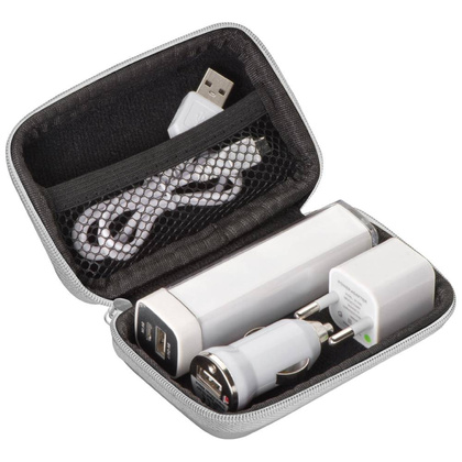 Zestaw power bank 2200 mAh, ładowarka i wtyczka EU