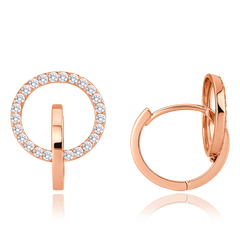 MINET Eleganckie złote kolczyki z różowego złota z białymi cyrkoniami Au 585/1000 2,35g