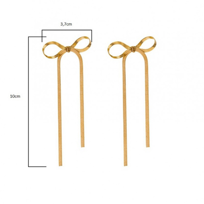Kolczyki wiszące KOKARDKI żyłka złote eleganckie 3,7 x 10cm K1695