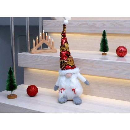 Skrzat dekoracyjny z magicznymi cekinami 35 cm biały