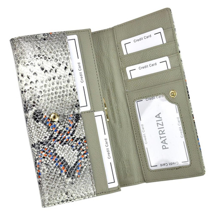 Portfel damski skórzany PELLUCCI SN-100 RFID popiel + pomarańcz