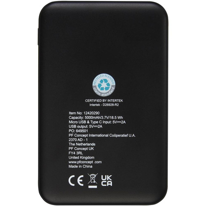 Powerbank o pojemności 5000 mAh z tworzywa sztucznego pochodzącego z recyklingu Loop