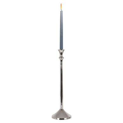 Świecznik na długą świeczkę aluminiowy srebrny 40 cm