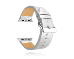 MINET Srebrny skórzany pasek Top Grain do APPLE WATCH 38-40 mm