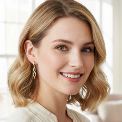 MINET Eleganckie złote kolczyki z białymi cyrkoniami Au 585/1000 2,35g