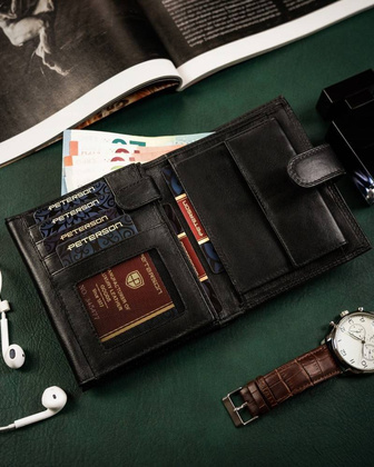 Duży, skórzany portfel męski z systemem rfid