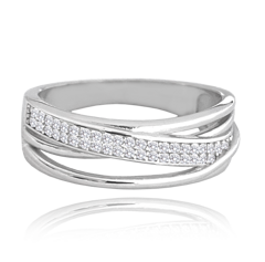 MINET Pierścien srebrny z białymi cyrkoniami wielkość 28