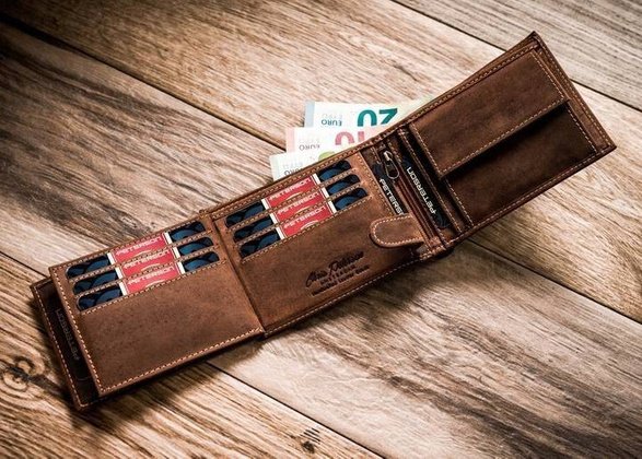 Zestaw prezentowy: skórzany portfel męski i etui na kluczyk i karty