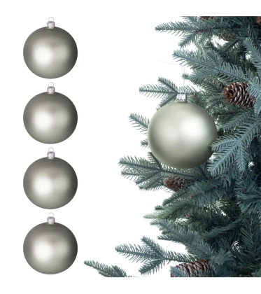 Bombki choinkowe gładkie szklane  komplet 4szt. 10 cm - Grafit mat