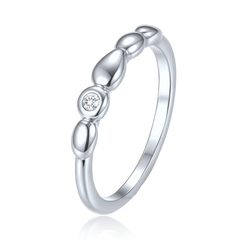 MINET Pierścien srebrny elegancki z białą cyrkonią wielkość 18