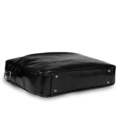 Skórzana torba męska na ramię laptopa 15,6" czarna - Pavone Nero Siena 2379 BL
