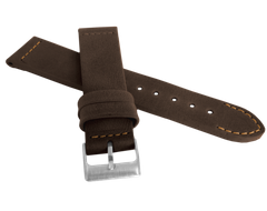 LAVVU Brązowy szyty pasek RETRO z luksusowej skóry Top Grain - 22