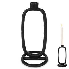 Świecznik na długą świeczkę aluminiowy czarny 24 cm