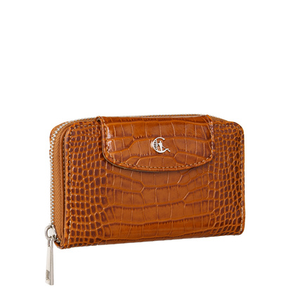Damski portfel skórzany Canaletto – koniakowy croco z RFID | Elegancja i bezpieczeństwo PD1445s262 RFID