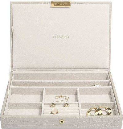 Szkatułka na biżuterię Stackers Croc classic putty z pokrywką