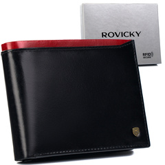 Portfel męski skórzany N992-RVT Black+Red
