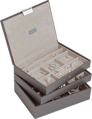 Szkatułka na biżuterię Stackers potrójna classic brązowoszara