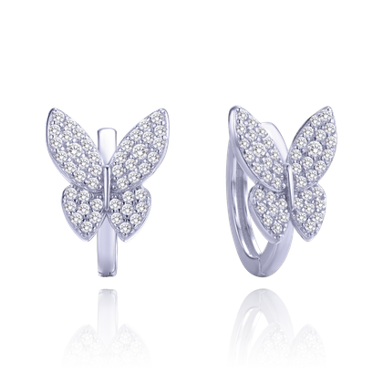 MINET Srebrne kolczyki motyle z białymi cyrkoniami