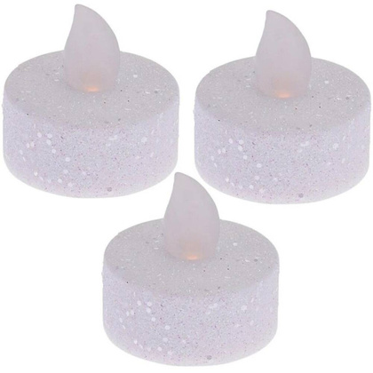 ZESTAW 3 ŚWIECZEK TEA LIGHT LED Z BROKATEM