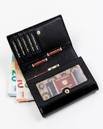 Elegancki portfel damski ze wzorem wężowej skóry rfid